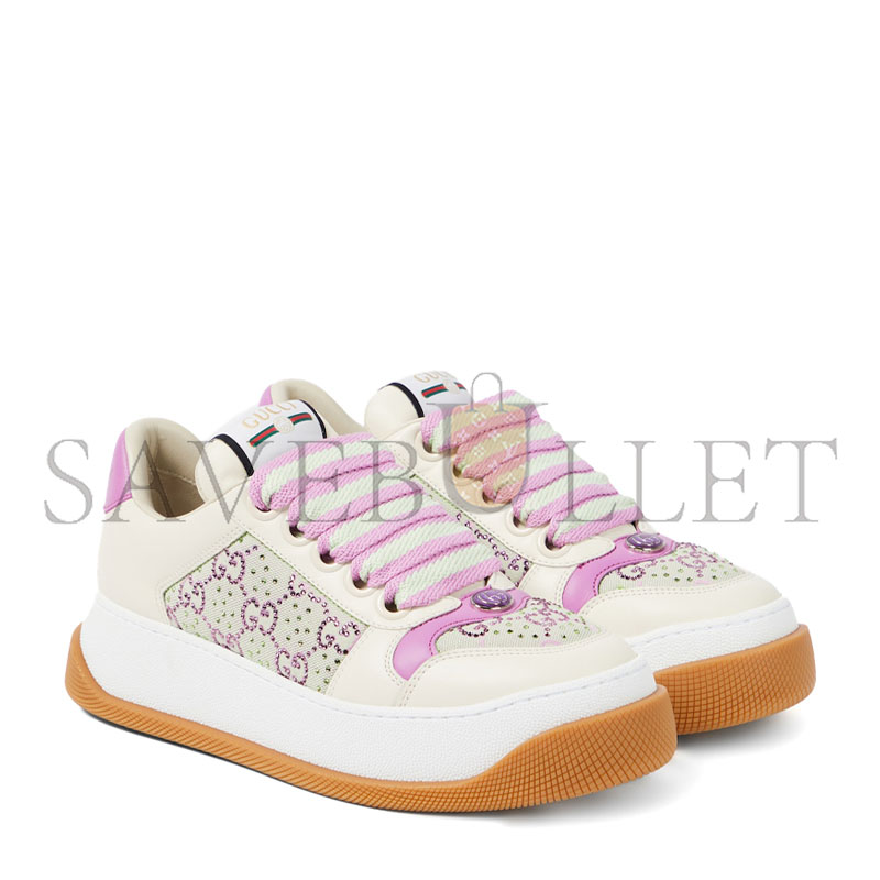 GUCCI SCREENER GG CRYSTAL LEATHER SNEAKERS 